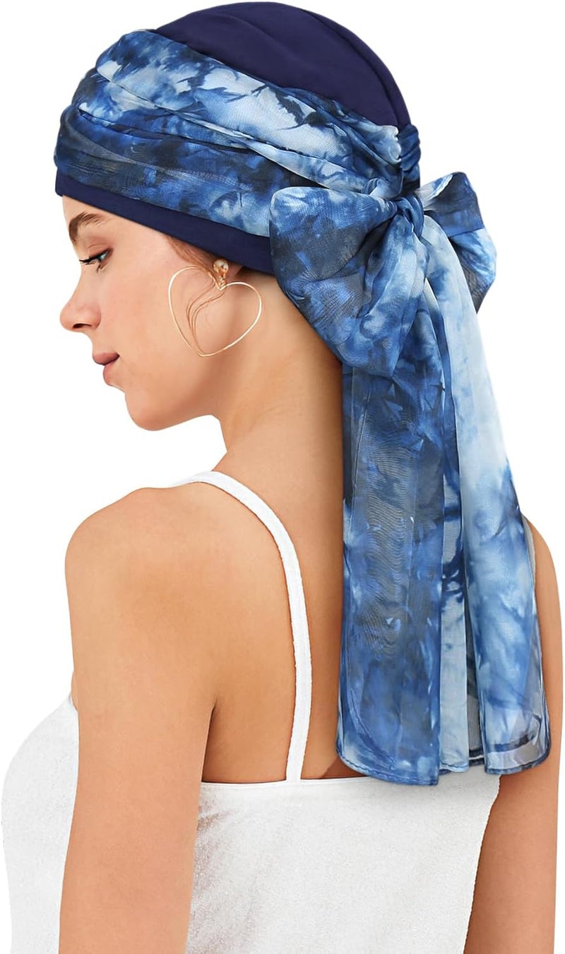 Awefeel Chemo Hats for Women – Extra Long 47" Chiffon Scarf – Soft Cancer Headwear for Hair Loss – Stylish Chemo Caps - Image 3
